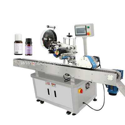 Automatic Horizontal Round Bottle Labeling Machine Top Label Applicator Machine Product Labels For Cosmetic Bottle